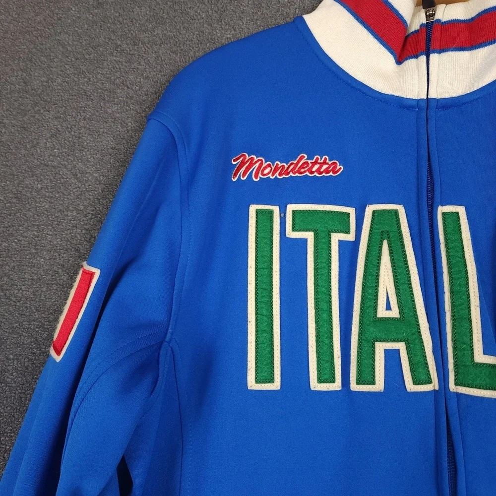 Mondetta‎ Italia Track Jacket Men's Large Blue White Red Full Zip Athletic